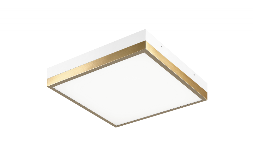 Matteo Lighting Tux 11-in LED Flush Mount White, Aged Brass