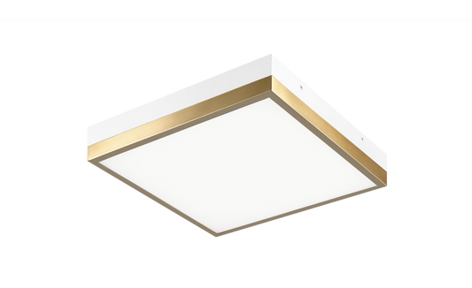 Matteo Lighting Tux 11-in LED Flush Mount White, Aged Brass