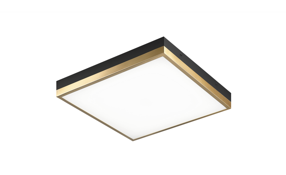 Matteo Lighting Tux 14-in LED Flush Mount Black, Aged Brass