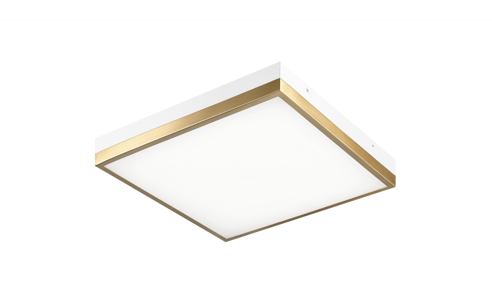 Matteo Lighting Tux 14-in LED Flush Mount White, Aged Brass