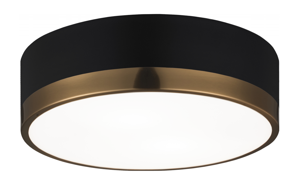 Matteo Lighting Trydor 12-in Flush Mount Black, Aged Brass