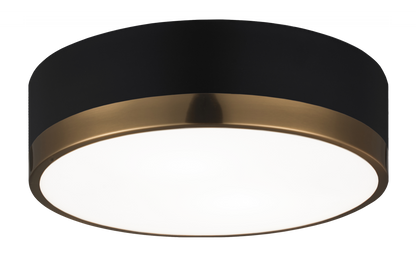 Matteo Lighting Trydor 12-in Flush Mount Black, Aged Brass
