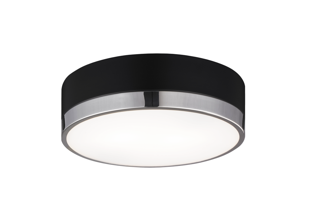Matteo Lighting Trydor 12-in Flush Mount Black, Chrome