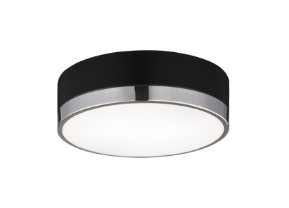 Matteo Lighting Trydor 12-in Flush Mount Black, Chrome