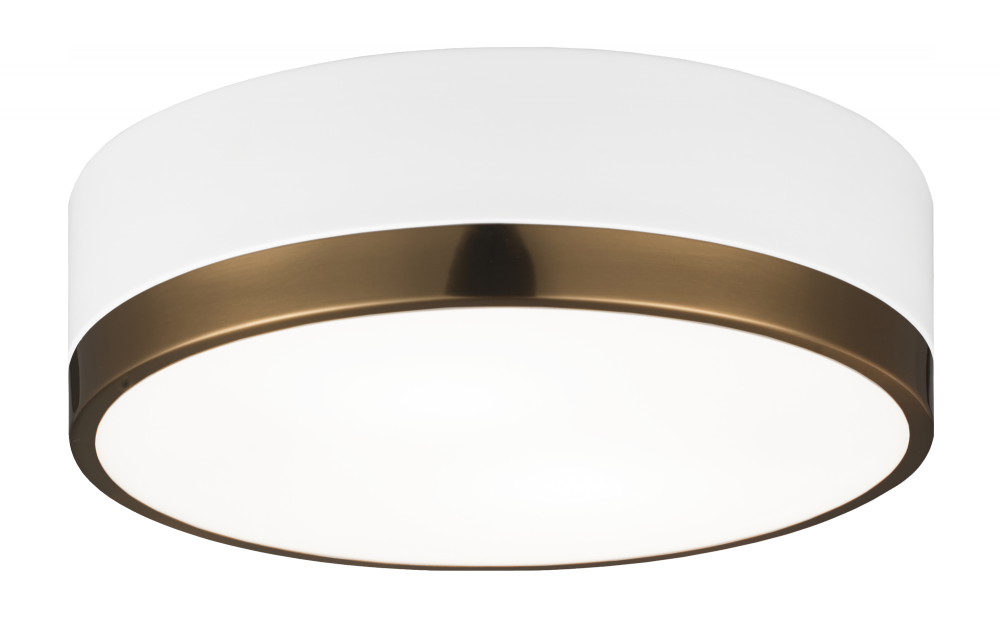 Matteo Lighting Trydor 12-in Flush Mount White, Aged Brass