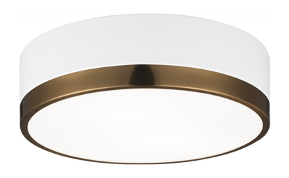 Matteo Lighting Trydor 12-in Flush Mount White, Aged Brass