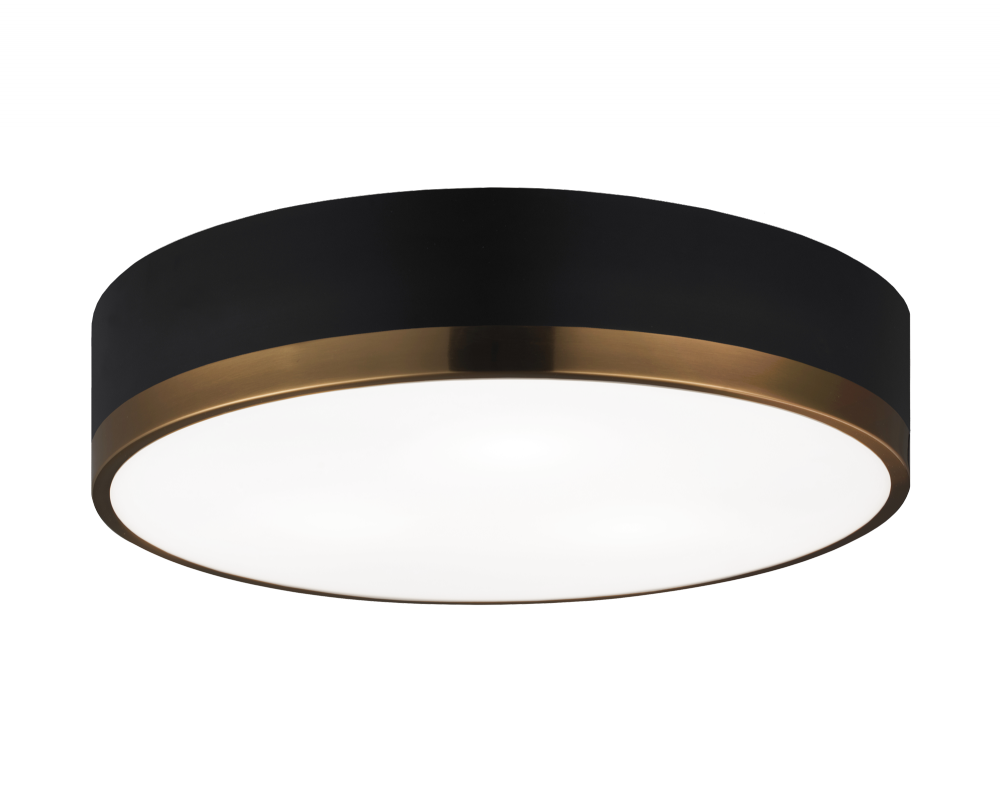 Matteo Lighting Trydor 16-in Flush Mount Black, Aged Brass