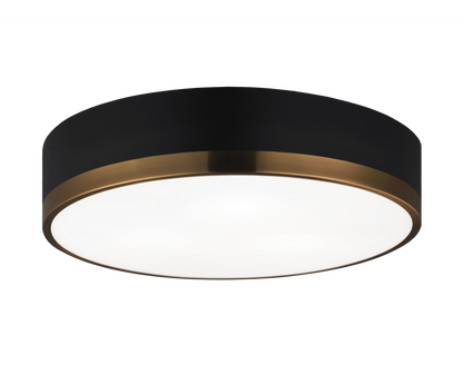 Matteo Lighting Trydor 16-in Flush Mount Black, Aged Brass