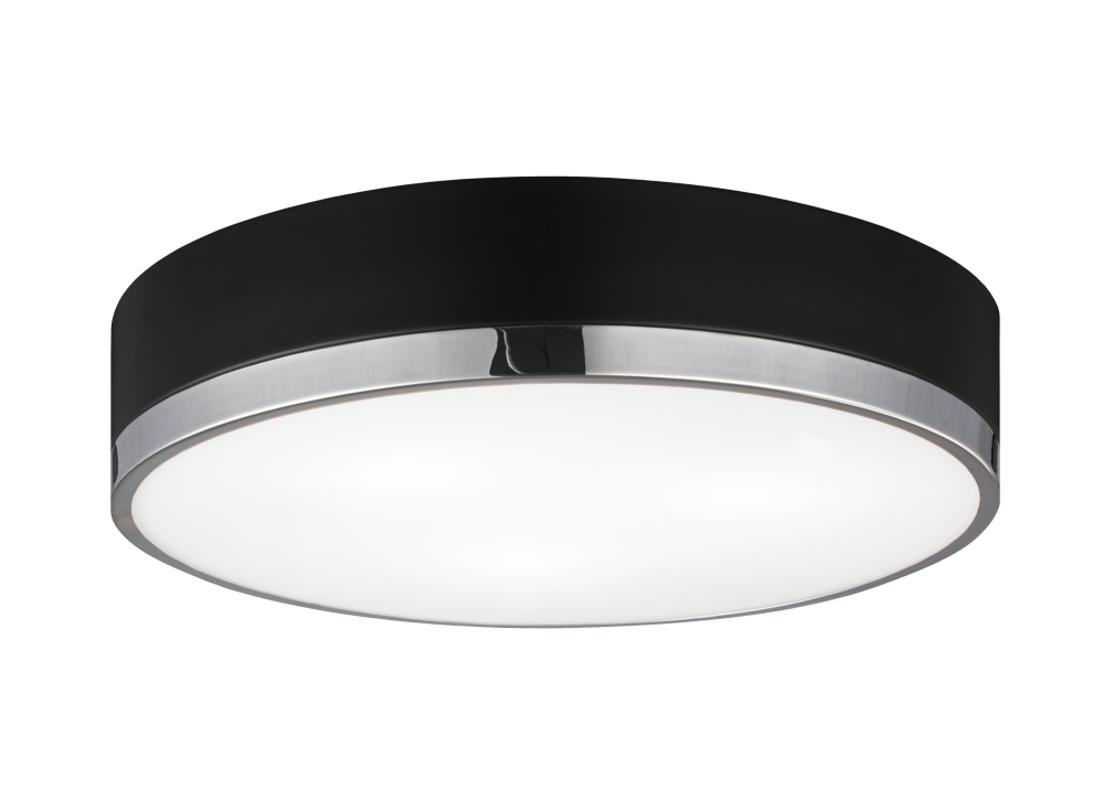Matteo Lighting Trydor 16-in Flush Mount Black, Chrome