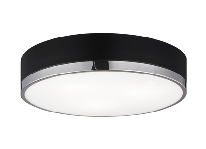 Matteo Lighting Trydor 16-in Flush Mount Black, Chrome