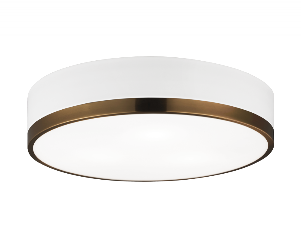Matteo Lighting Trydor 16-in Flush Mount White, Aged Brass