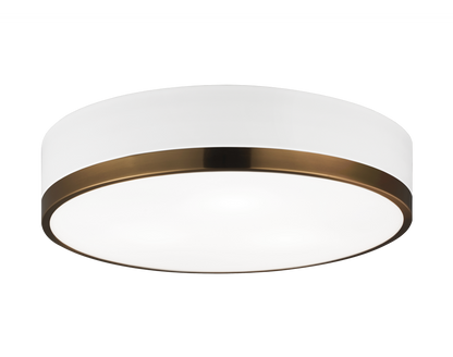 Matteo Lighting Trydor 16-in Flush Mount White, Aged Brass