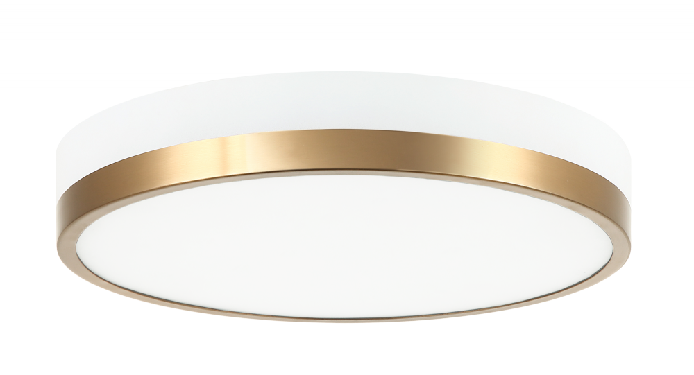 Matteo Lighting Tone 12-in LED Flush Mount White, Aged Brass