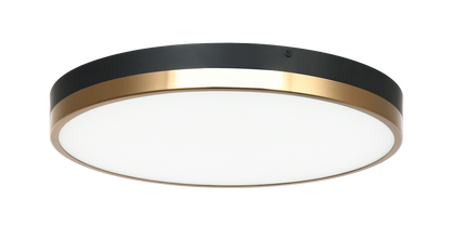 Matteo Lighting Tone 16-in LED Flush Mount Black, Aged Brass