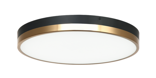 Matteo Lighting Tone 16-in LED Flush Mount Black, Aged Brass