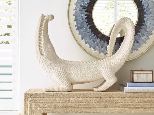 Maitland-Smith Ally Alligator Sculpture, White, 34"W (8114-10 YUU906TMA1)