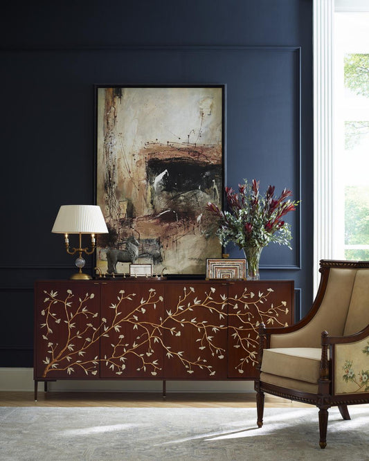Maitland-Smith Arbor Credenza, Walnut, Capiz Shell, Brass Accents, 78"W (8151-51 YUU906TMA8)