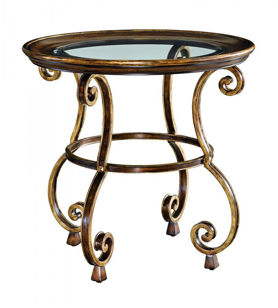 Maitland-Smith Aria End Table Mahogany, Aged Gold