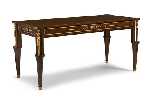 Maitland-Smith Athena Desk, Mahogany, Gold Leaf Accents, 63.2"W (CJ8369-55 YUU906TMC0)