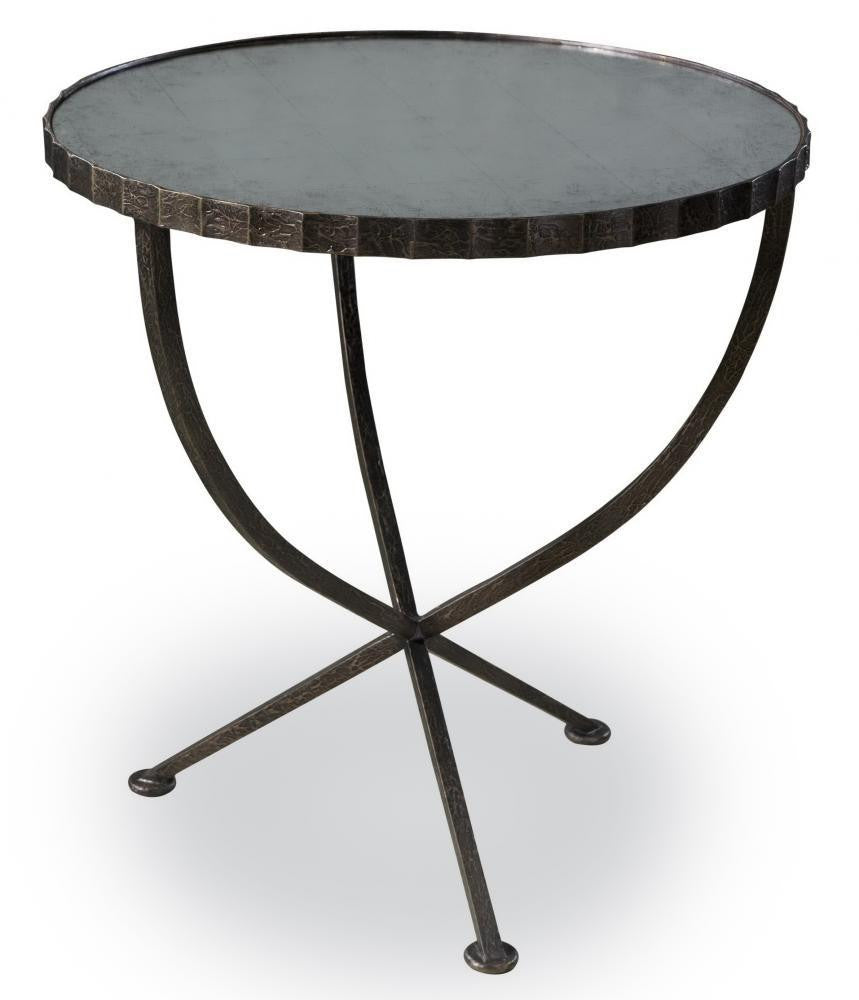 Maitland-Smith Attendant Accent Table Steel, Antique Mirror