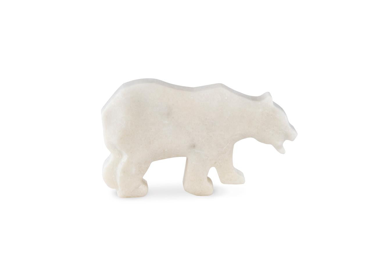Maitland-Smith Bear Sculpture White Marble