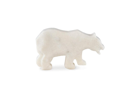 Maitland-Smith Bear Sculpture White Marble