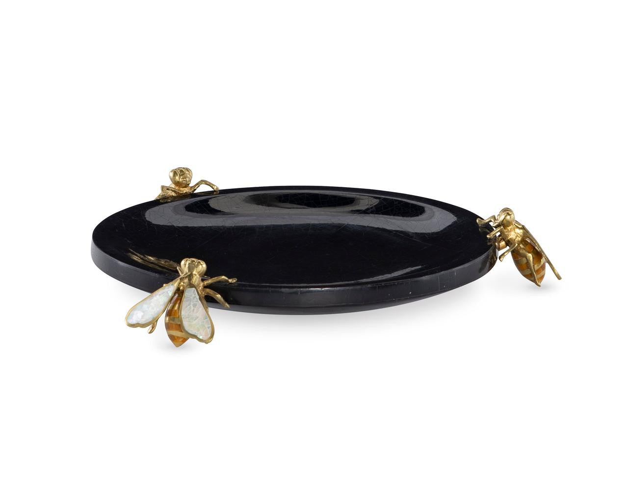 Maitland-Smith Brass Bumblebee Dish Black, Cast Brass