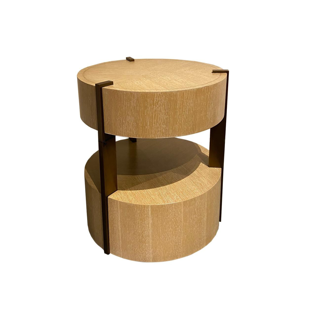 Maitland-Smith Brass Plank Occasional Table White Oak