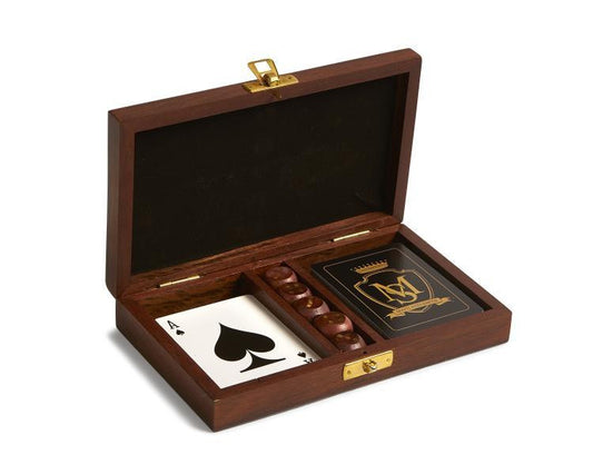 Maitland-Smith Card With Dice Box, Rosewood, Satin Brass, 7.5W (8384-11 YUU906TN8J)