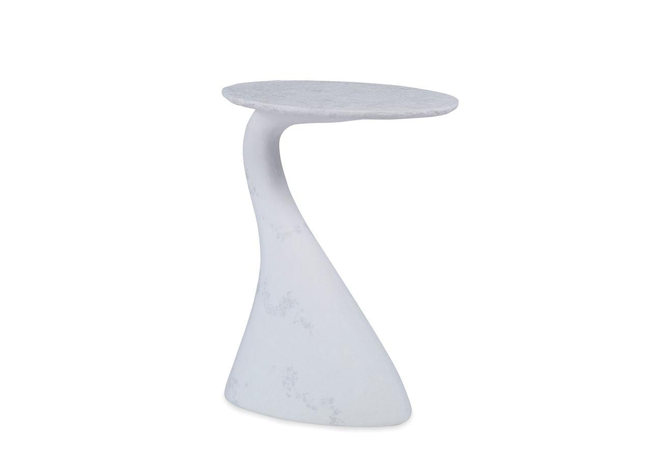 Maitland-Smith Chisel Chairside Table White Scagliola with Grey Distressing