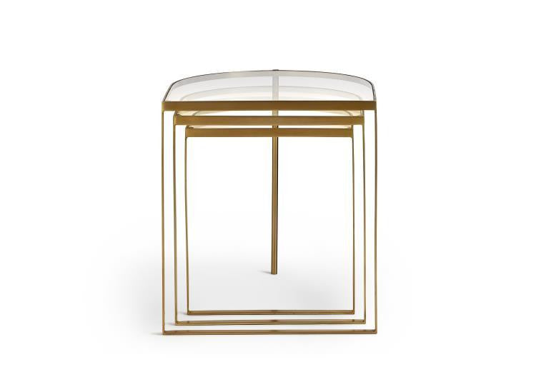 Maitland-Smith Clover Nesting Table, Satin Brass, Glass Top, 25"W (8383-32 YUU906TN9F)