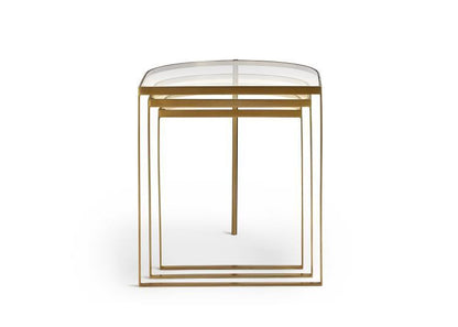 Maitland-Smith Clover Nesting Table, Satin Brass, Glass Top, 25"W (8383-32 YUU906TN9F)