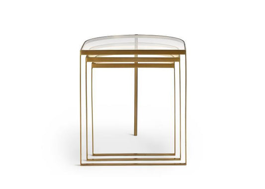 Maitland-Smith Clover Nesting Table, Satin Brass, Glass Top, 25"W (8383-32 YUU906TN9F)