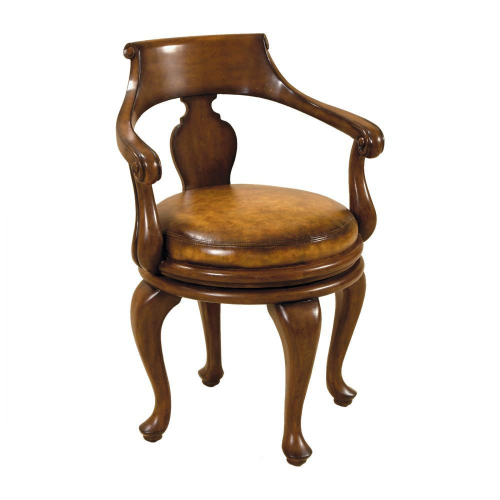 Maitland-Smith Contour Game Chair Walnut, Light Brown