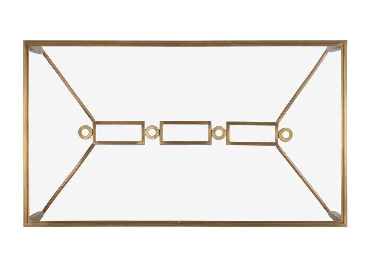 Maitland-Smith Cortona Cocktail Table, Antique Brass, Glass Top, 55.25"W (8304-33 YUU906TN9R)
