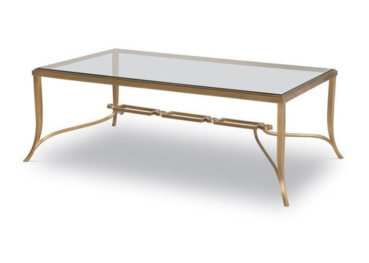 Maitland-Smith Cortona Cocktail Table, Antique Brass, Glass Top, 55.25"W (8304-33 YUU906TN9R)