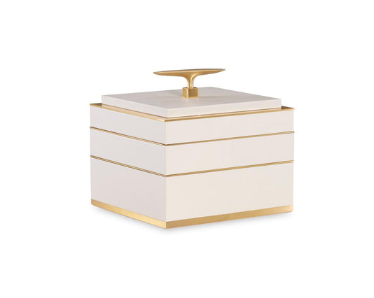 Maitland-Smith Cream Compartment Box Cream, Brass