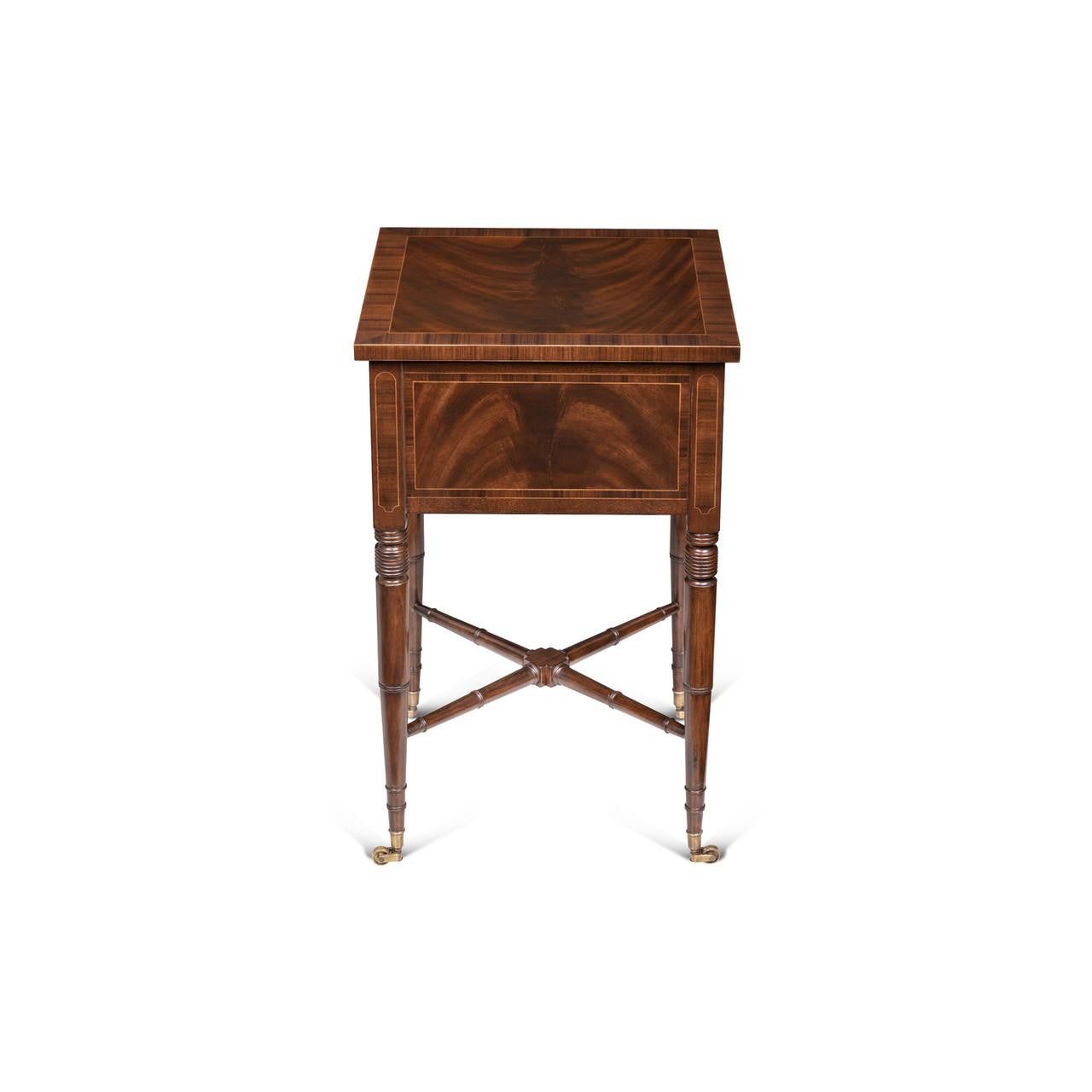 Maitland-Smith Dixon End Table, Mahogany, Rosewood, Brass Accents, 17.8"W (89-1008 YUU906TNA9)
