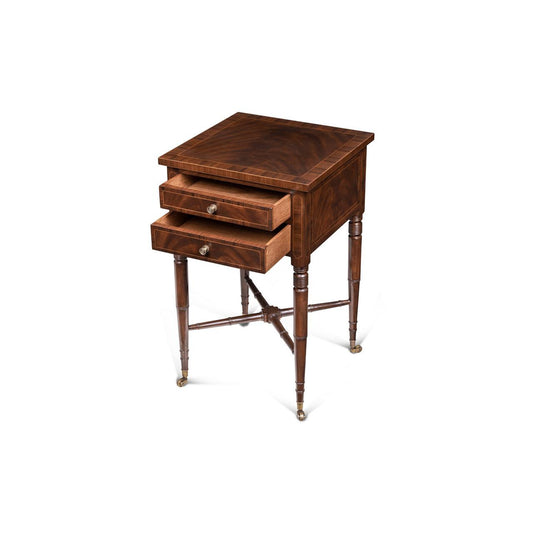 Maitland-Smith Dixon End Table, Mahogany, Rosewood, Brass Accents, 17.8"W (89-1008 YUU906TNA9)
