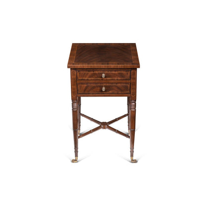 Maitland-Smith Dixon End Table, Mahogany, Rosewood, Brass Accents, 17.8"W (89-1008 YUU906TNA9)