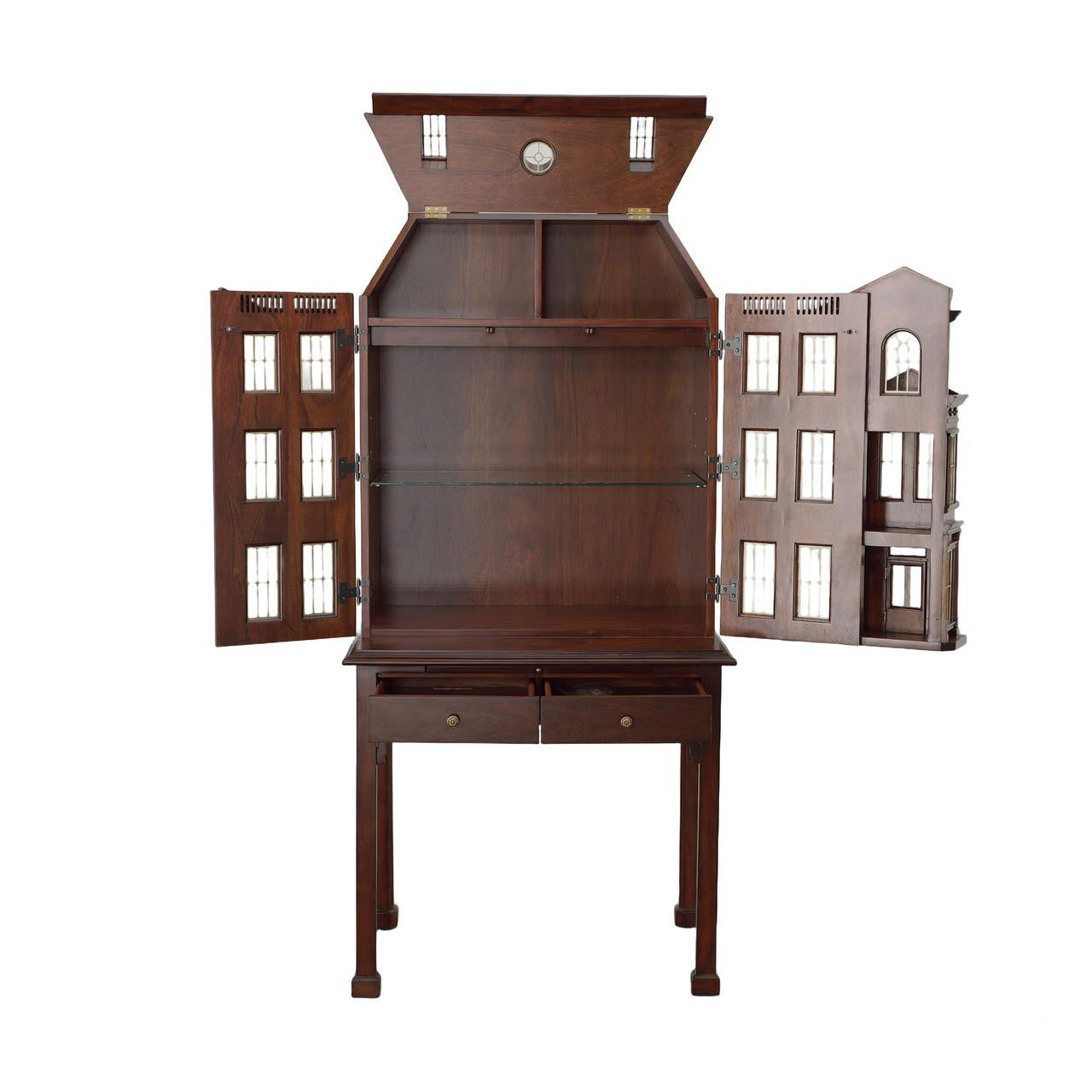 Maitland-Smith Dollhouse Bar Cabinet, Mahogany, Brass Accents, 34"W (8149-51 YUU906TNAE)
