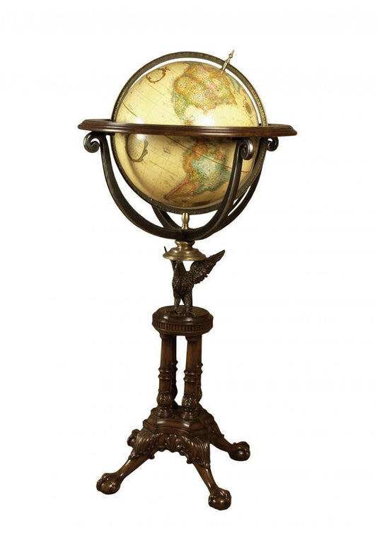 Maitland-Smith Eagle World Globe Mahogany, Pewter