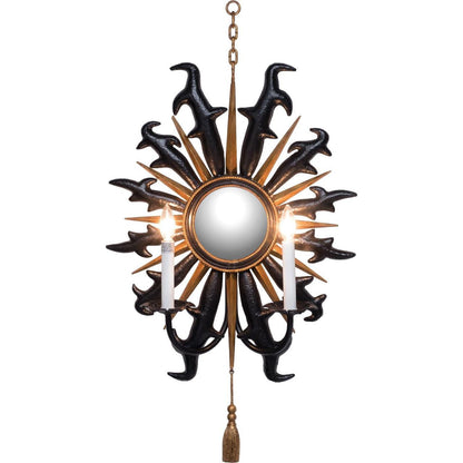 Maitland-Smith Eclipse Wall Sconce Hammered Matte Black and Antique Gold Leaf