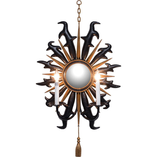 Maitland-Smith Eclipse Wall Sconce Hammered Matte Black and Antique Gold Leaf