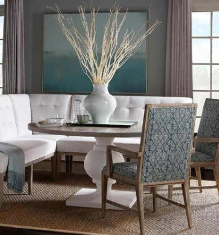 Maitland-Smith Ella Dining Table, Oak Top, Plaster White, 60"W (8300-35 YUU906TNC2)