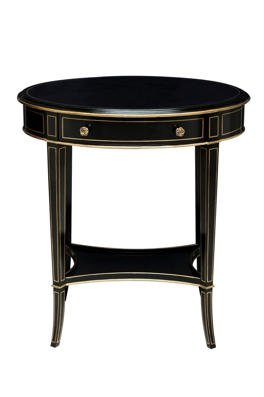 Maitland-Smith Equinox Side Table, Black, Antique Gold Accents, 28"H (89-1010 YUU906TP7L)