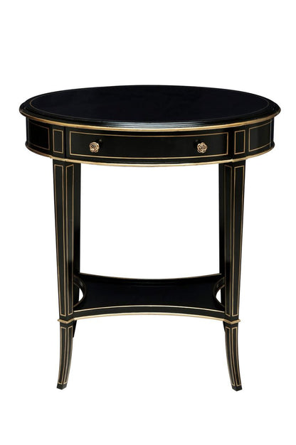 Maitland-Smith Equinox Side Table, Black, Antique Gold Accents, 28"H (89-1010 YUU906TP7L)