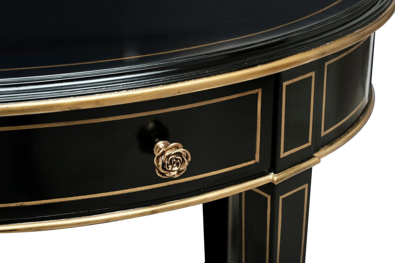 Maitland-Smith Equinox Side Table, Black, Antique Gold Accents, 28"H (89-1010 YUU906TP7L)