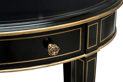 Maitland-Smith Equinox Side Table, Black, Antique Gold Accents, 28"H (89-1010 YUU906TP7L)