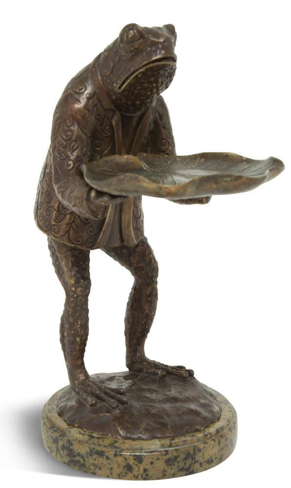 Maitland-Smith Fancy Frog Soap Dish Brass Patina